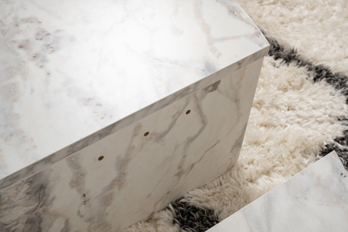 Nordure Mesa de Centro de Mármol Frezya, Mesa Grande: 90x60x30 cm, Mesa Pequeña: 85x30x35 cm